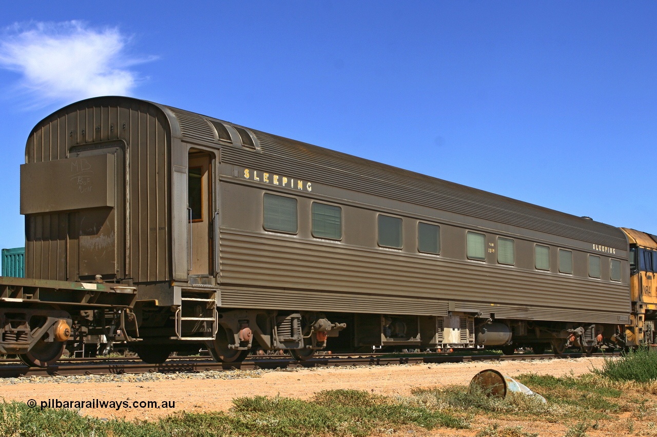 060107 1782
Spencer Junction yard, Pacific National FAM type crew accommodation coach FAM 2389 on train 6MP4, built for the NSWGR by Comeng NSW in 1976 as part of a batch of ten FAM type twinette sleeper cars, FAM 2389 was also the Lithgow breakdown train accommodation car for a time, converted to a crew car by Bluebird Rail at Islington in September 2005.
Keywords: FAM-type;FAM2389;Comeng-NSW;