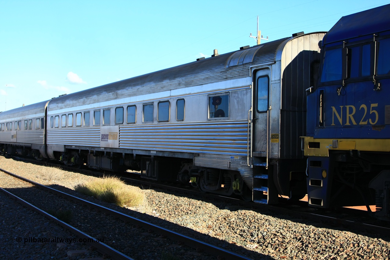 100602 8709
Parkeston, Pacific National RZBY type crew accommodation car RZBY 911, built by Comeng NSW as ER type stainless steel air conditioned crew dormitory car ER 211 in 1969, renumbered to ER 911 in 1974, sold to National Rail and converted to crew car in 1997.
Keywords: RZBY-type;RZBY911;Comeng-NSW;ER-type;ER211;ER911;