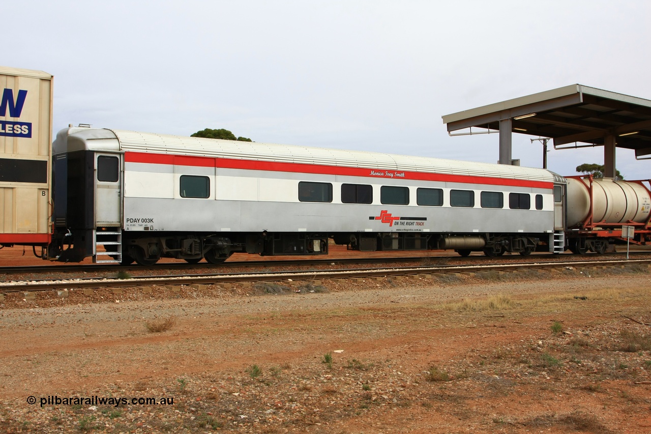 100605 9174
Parkeston, SCT crew accommodation coach PSDS type PSDS 02280 'Peterborough Boys' converted by Gemco WA in 2008 from former Comeng NSW built SDS class sitting car SDS 2280 for the NSWGR.
Keywords: PSDS-type;PSDS02280;Comeng-NSW;SDS-class;