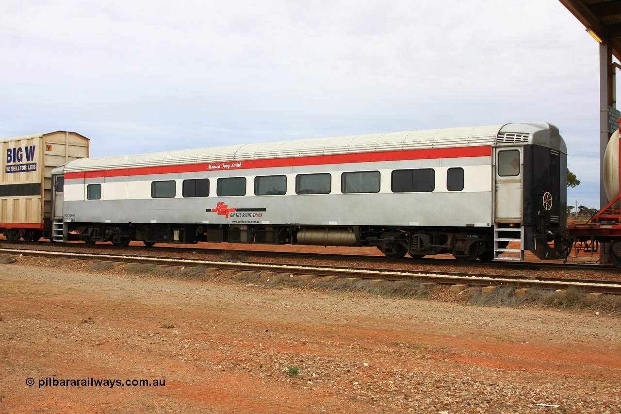 100605 9187
Parkeston, SCT crew accommodation coach PSDS type PSDS 02280 'Peterborough Boys' converted by Gemco WA in 2008 from former Comeng NSW built SDS class sitting car SDS 2280 for the NSWGR.
Keywords: PSDS-type;PSDS02280;Comeng-NSW;SDS-class;
