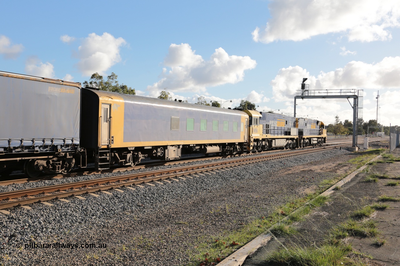 140601 4696
Midland, Pacific National crew accommodation coach BRS 222, built by Victorian Railways Newport Workshops in 1952 as AS 16 First class, to BRS 2, then BS 222. Leased and then sold to West Coast Rail in 1995, and then sold to Pacific National in 2004.
Keywords: BRS-type;BRS222;Victorian-Railways-Newport-WS;AS-type;AS16;BRS-type;BRS2;BS-type;BS222;
