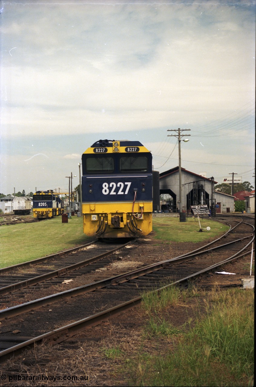 187-29
Yeerongpilly, Queensland, NSWSRA standard gauge loco depot, Clyde Engineering built EMD JT42C model 82 class unit 8227 serial 94-1334. [url=https://goo.gl/maps/MTvf4SEKLkJ2]GeoData[/url].
Keywords: 82-class;8227;Clyde-Engineering-Braemar-NSW;EMD;JT42C;94-1334;