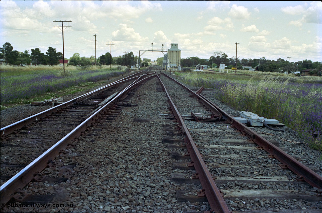 189-00
Uranquinty, located at the 535.72 km on the NSW Main South line, view is looking south across Yarragundry Street, the points for the loop are No. 51, the catch point is No. 52.
