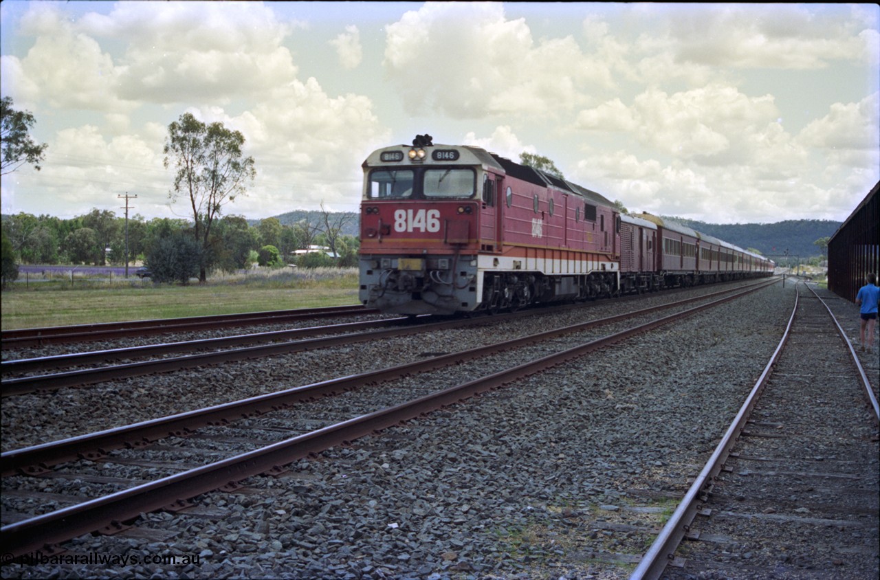 189-15
The Rock, located at the 550.29 km on NSW Main South line, NSWSRA 81 class unit 8146 serial 84-1065 in the candy livery built by Clyde Engineering as EMD model JT26C-2SS, races through with the Inter-Capital Daylight train.
Keywords: 81-class;8146;Clyde-Engineering-Kelso-NSW;EMD;JT26C-2SS;84-1065;
