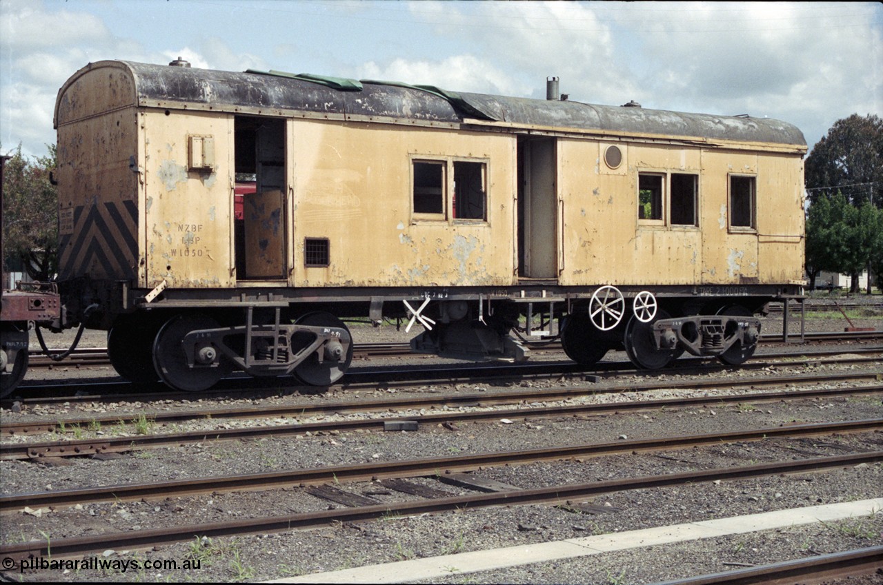 190-17
Cootamundra, NSW Main South, departmental ballast plough W 1050 an NZBF type bogie ballast plough, originally coded BBP and built in 1970 by the NSWGR workshops.
Keywords: NZBF-type;BBP-type;NSWGR-workshops;W1050;
