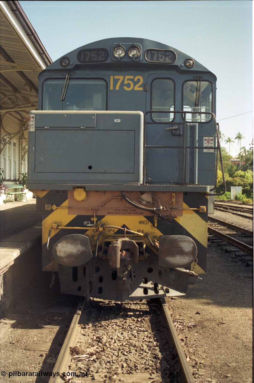 193-32
Gympie yard, Queensland Rail's 1720 class locomotive 1752, built by Comeng Rocklea Qld for Clyde Engineering as EMD GL18C model in 1968 with serial 68-566.
Keywords: 1720-class;1752;Comeng-Qld;EMD;GL18C;68-566;