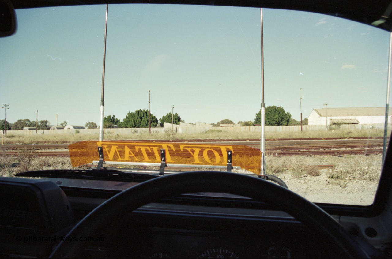 200-36
Midland, view from inside car looking across tracks to Midland Workshops.
