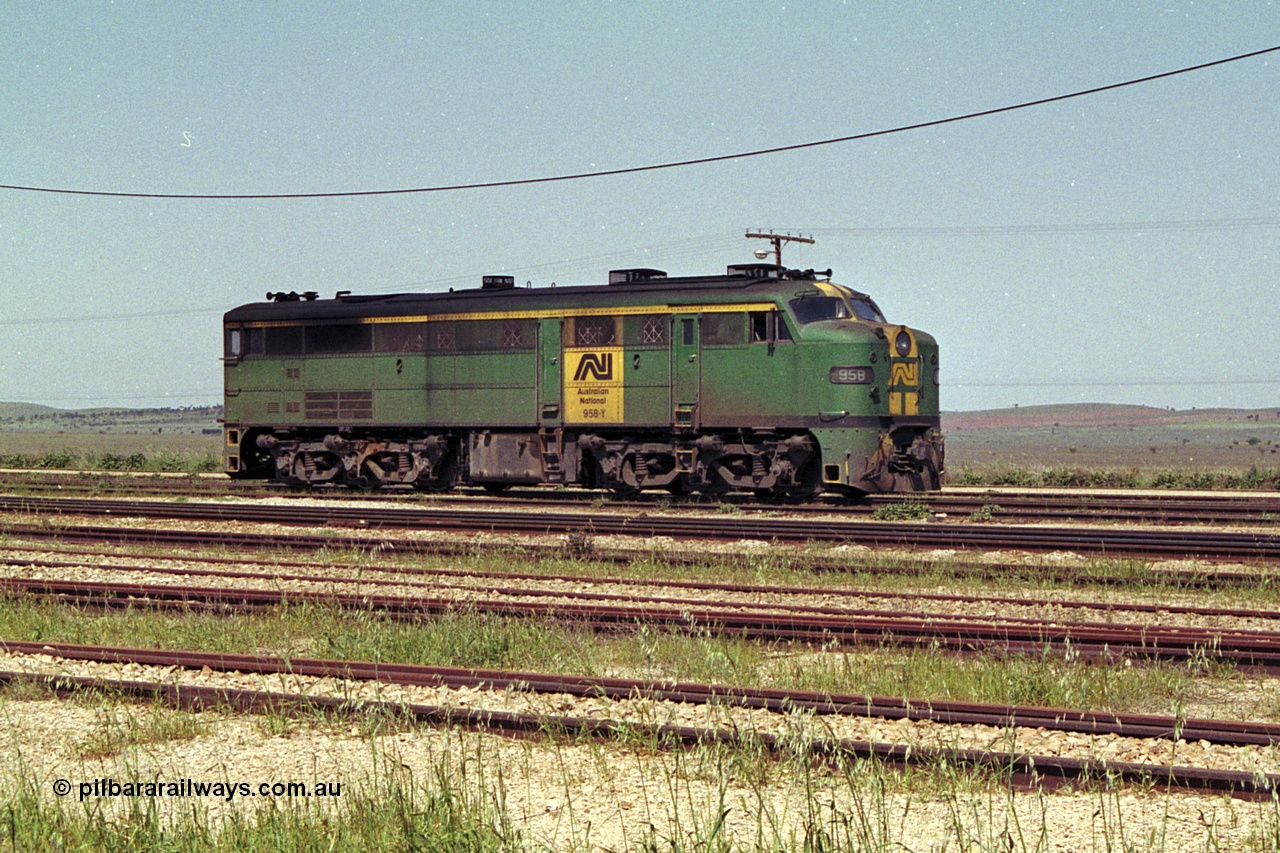 215-14
Peterborough, AN liveried 930 class locomotive 958 AE Goodwin built ALCo model DL500B serial G3388-1 sits in the dual gauge yard.
Keywords: 930-class;958;AE-Goodwin;ALCo;DL500B;G3388-1;