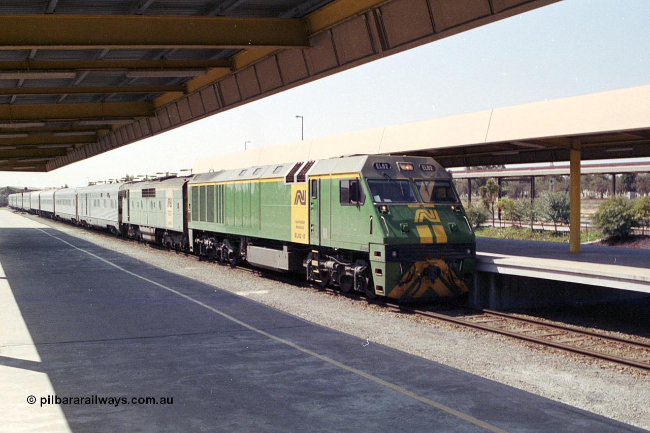215-30
Keswick, the Australian National Adelaide interstate passenger terminal with the Indian Pacific arriving behind EL class EL 62 Goninan built General Electric CM30-8 serial 8013-07/90-114 with a GM class as second unit.
Keywords: EL-class;EL62;Goninan;GE;CM30-8;8013-07/90-114;