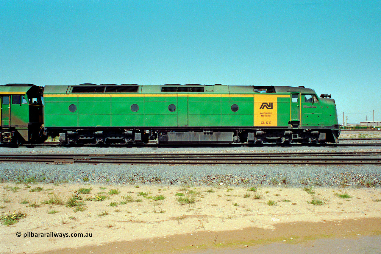 217-19
Dry Creek Motive Power Centre, Australian National's and the final Clyde Engineering EMD model AT26C Bulldog ever built as CL class CL 17 'William McMahon' serial 71-757.
Keywords: CL-class;CL17;Clyde-Engineering-Granville-NSW;EMD;AT26C;71-757;bulldog;