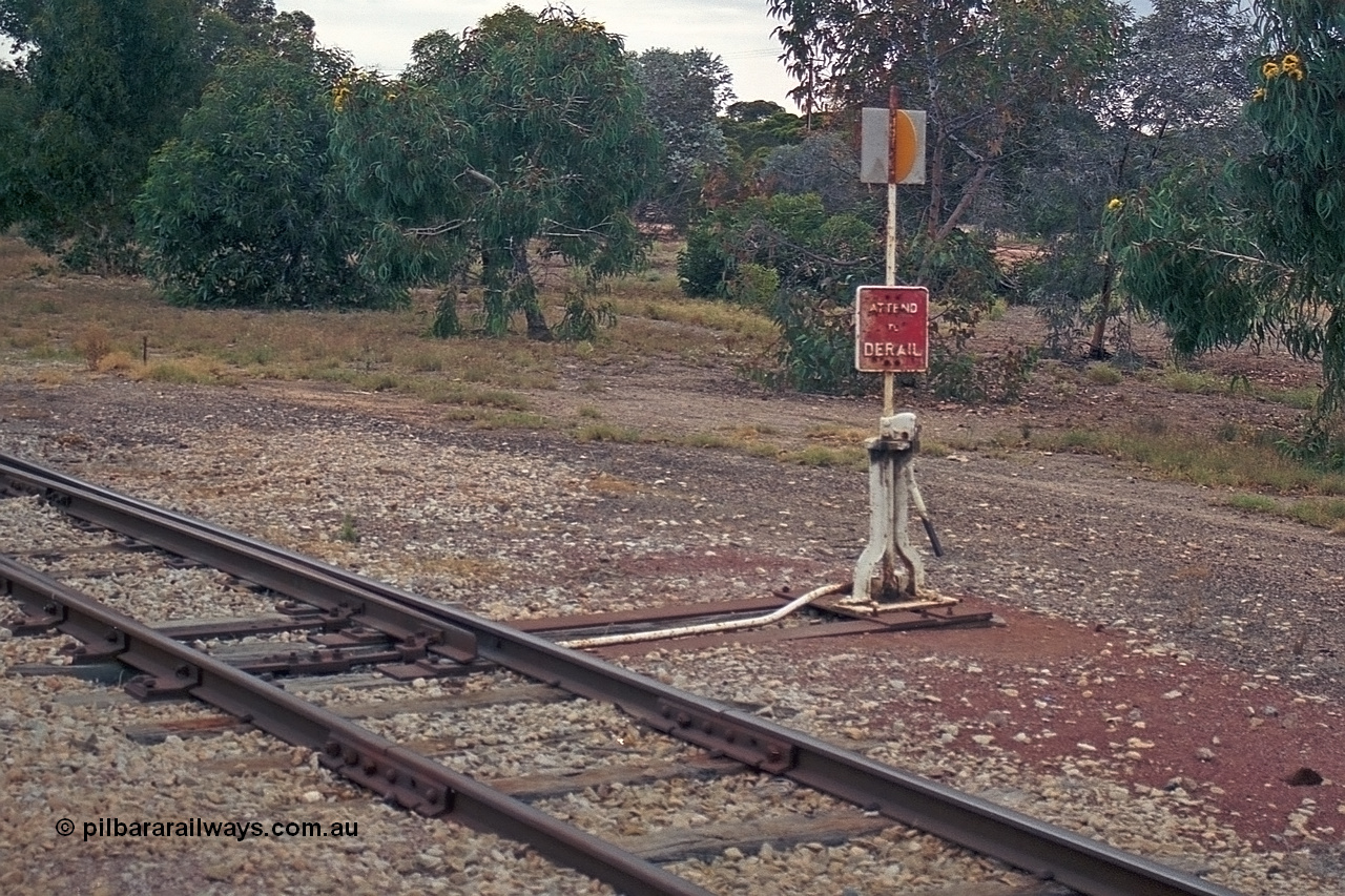 245-30
Minnipa yard, looking in the up direction at the switch stand from goods siding 2 to goods siding 3 located at the down (north) end of the yard. 7th April, 2003.
