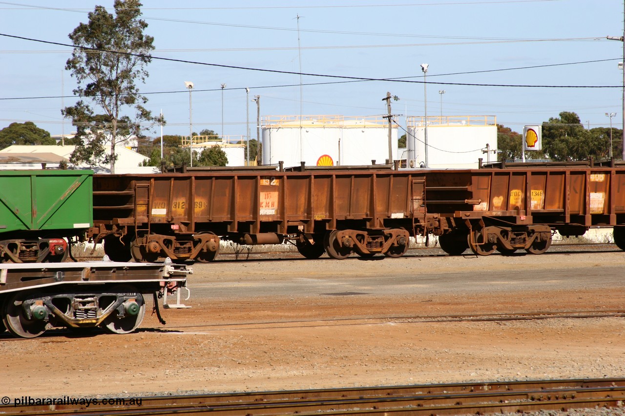 060528 4450
WO type iron ore waggon WO 31269 is one of a batch of eighty six built by WAGR Midland Workshops between 1967 and March 1968 with fleet number 152 for Koolyanobbing iron ore operations, with a 75 ton and 1018 ft³ capacity, red-carded at West Kalgoorlie, 28th May 2006. This unit was converted to WOC for coal in 1986 till 1994 when it was re-classed back to WO.
Keywords: WO-type;WO31269;WAGR-Midland-WS;