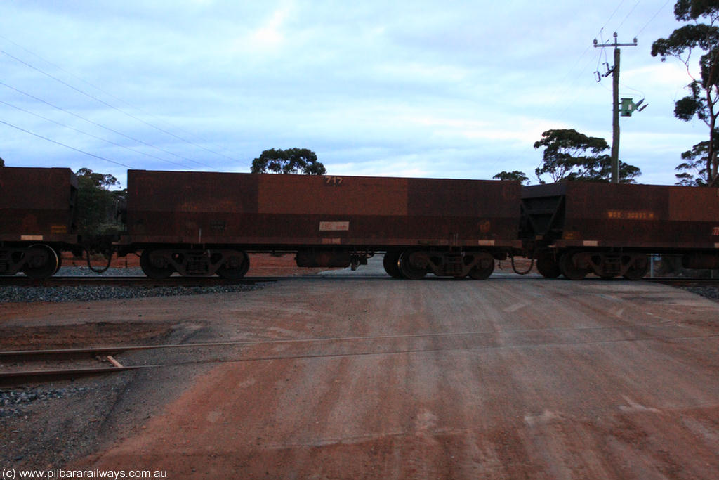100822 6320
WOE type iron ore waggon WOE 31135 is one of a batch of one hundred and thirty built by Goninan WA between March and August 2001 with serial number 950092-125 and fleet number 717 for Koolyanobbing iron ore operations, on empty train 1416 at Hampton, 22nd August 2010.
Keywords: WOE-type;WOE31135;Goninan-WA;950092-125;