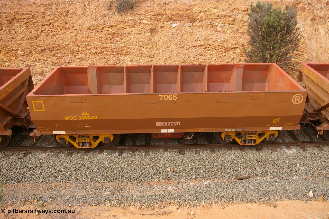 PD 9986
West Kalgoorlie, side view from above of UGL Rail built WOE type iron ore waggon WOE 33654, fleet number 7065.
Keywords: Peter-D-Image;WOE-type;WOE33654;UGL-Rail-WA;R0067-066;