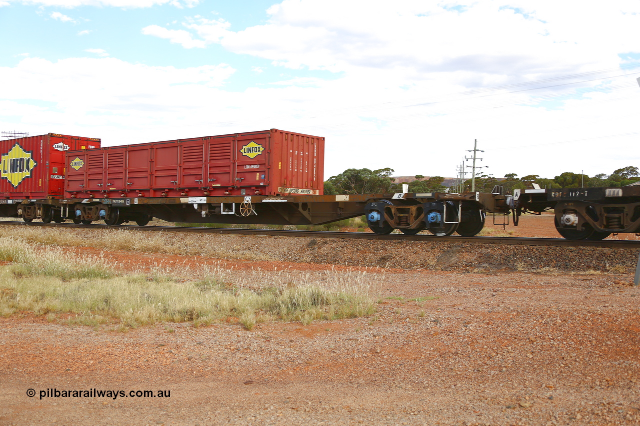 210407 9898
Parkeston, 2MP5 intermodal train, RQSY type container waggon RQSY 15040 was originally built by Goninan NSW as an OCY type in a batch of seventy in 1974/75. Recoded to NQOY, then NQSY, then to National Rail as RQSY in 1994. Loaded with a Linfox half height side door container LSDU 6940059.
Keywords: RQSY-type;RQSY15040;Comeng-NSW;OCY-type;NQOY-type;