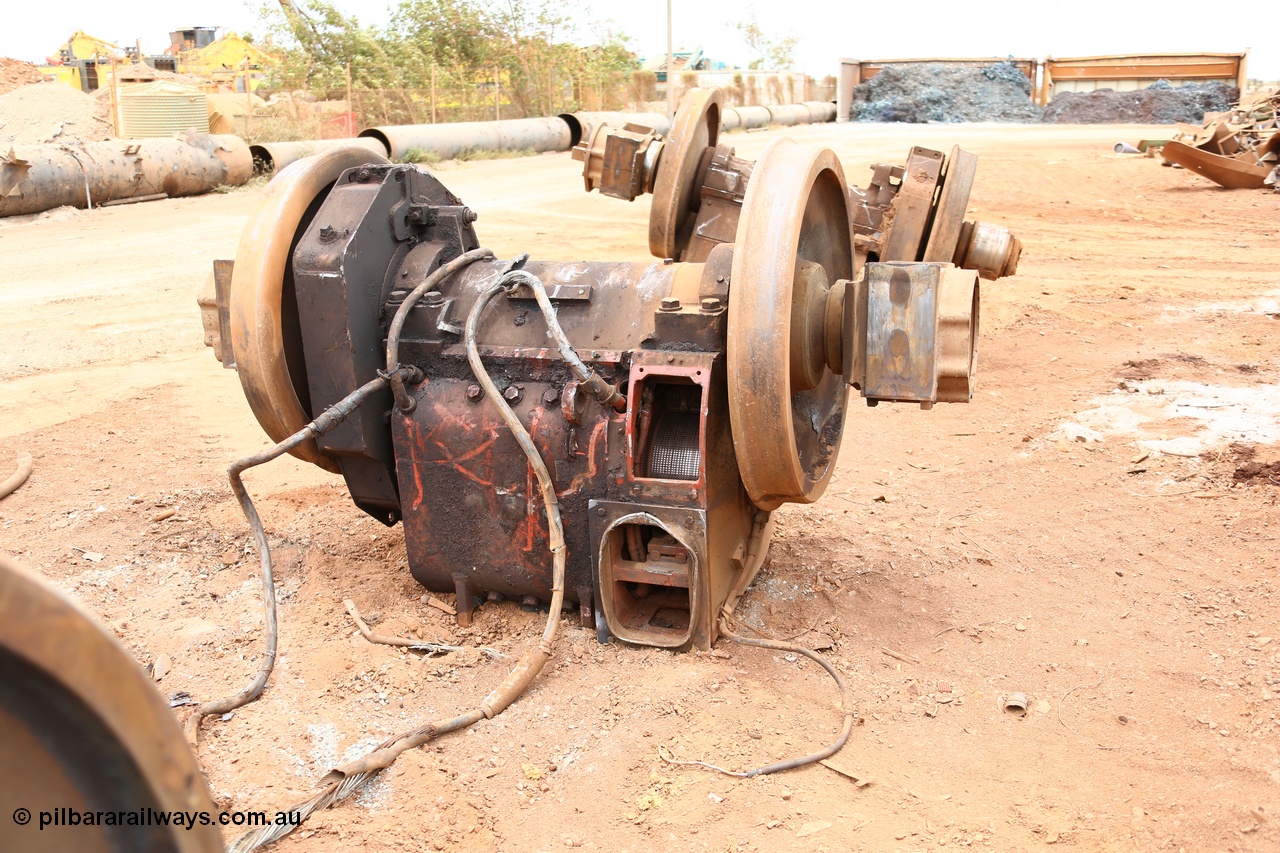 160128 00400
Wedgefield, Sims Metal yard, traction motors from CM39-8 unit 5632, more than likely GE 752AF units.
Keywords: CM39-8;GE;752AF;