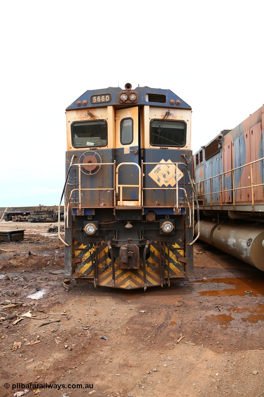 160128 00404
Wedgefield, Sims Metal Yard, front view of Goninan rebuilt GE model CM40-8M 5660 serial 8412-05, builders no. 94-151.
Keywords: 5660;Goninan;GE;CM40-8M;8412-05/94-151;rebuild;AE-Goodwin;ALCo;M636C;5478;G6047-10;