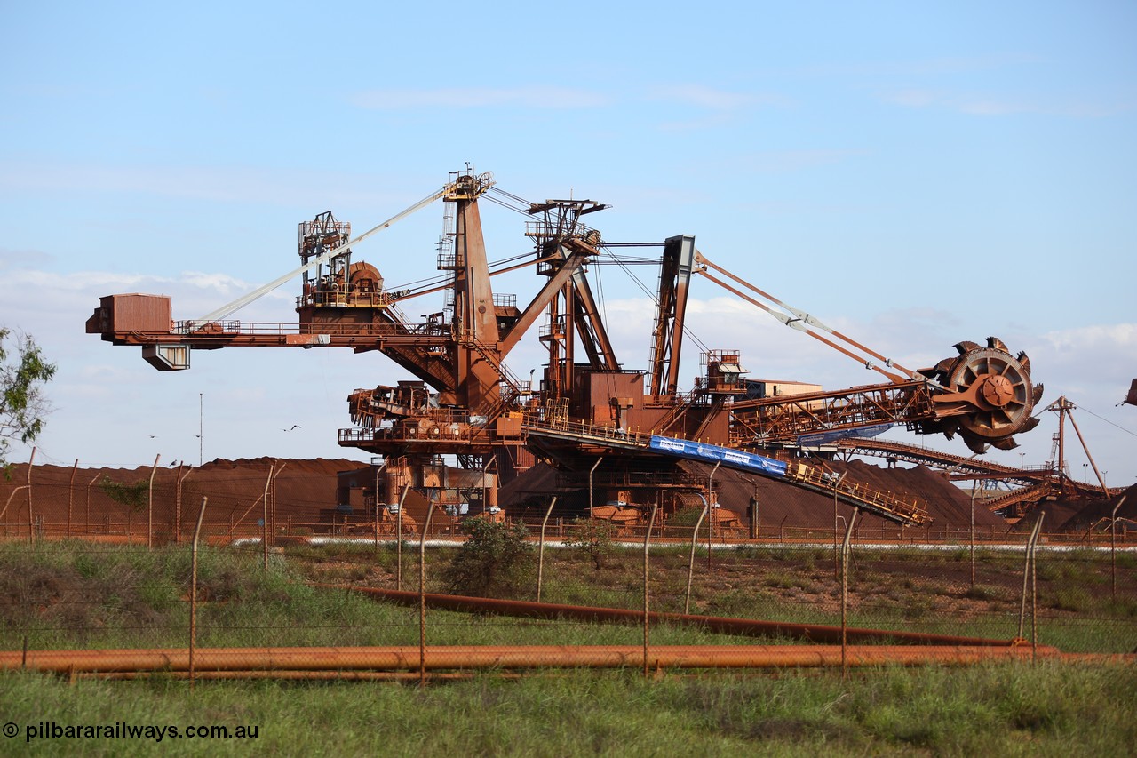 150518 8119
BHP Iron Ore old and retired ore stacker #4 and bucket wheel reclaimer #4 are blown apart to aid in the scrapping process.
