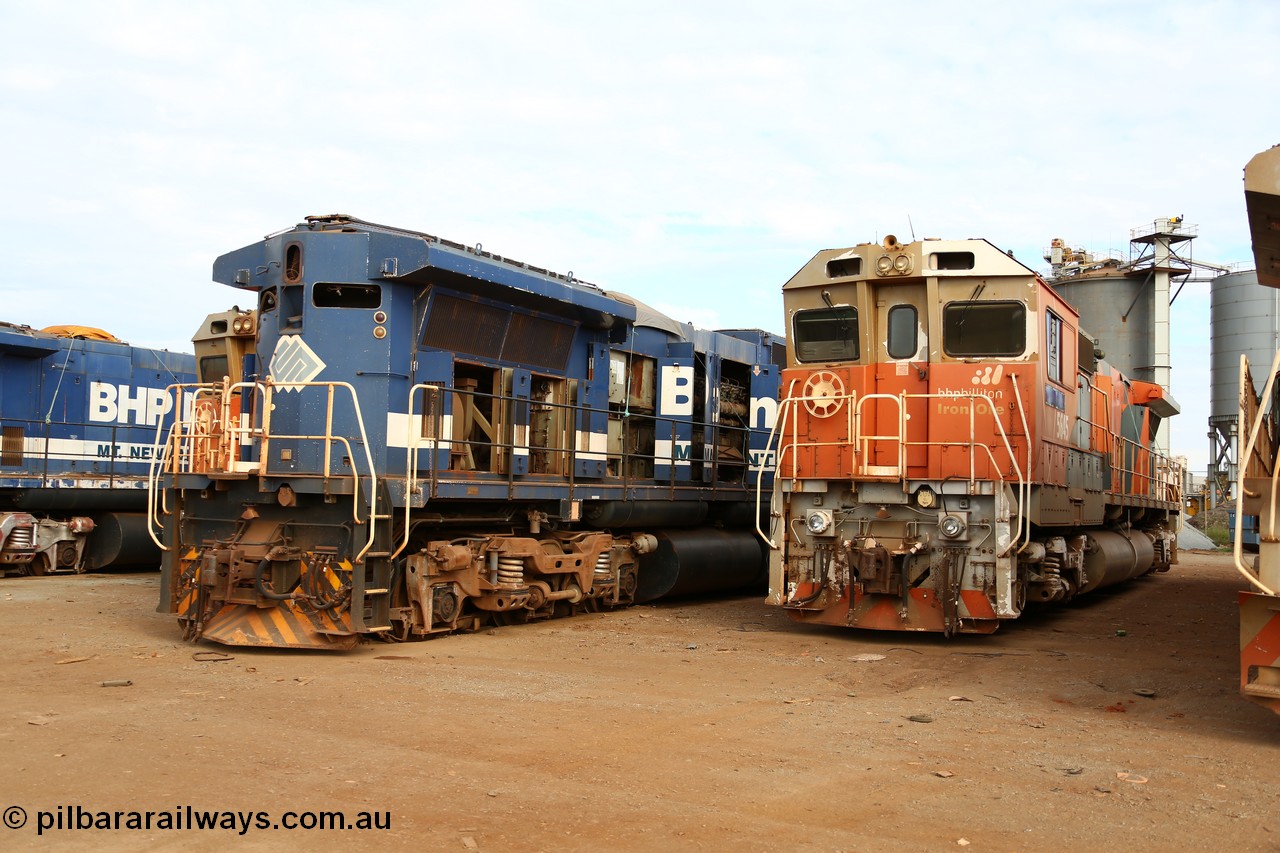 150522 8191
Wedgefield, Sims Metal yard, Goninan WA rebuild CM40-8M unit 5645 serial 8281-11/93-134 awaits the shears. Full details of this unit [url=http://www.pilbararailways.com.au/bhp/loco/bhpb-roster.php] can be seen here [/url].
Keywords: 5645;Goninan;GE;CM40-8M;8281-11/92-134;rebuild;AE-Goodwin;ALCo;M636C;5475;G6047-7;