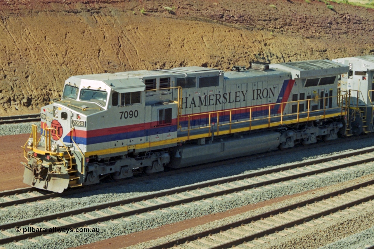 218-30
Yandicoogina or HIY as Hamersley Iron identify it, located 445 km from Parker Point yard in Dampier. Bank engine units General Electric Dash 9-44CW models 7090 serial 47769 and 7089 idle away waiting their next loaded train to push out.
Keywords: 7090;GE;Dash-9-44CW;47769;