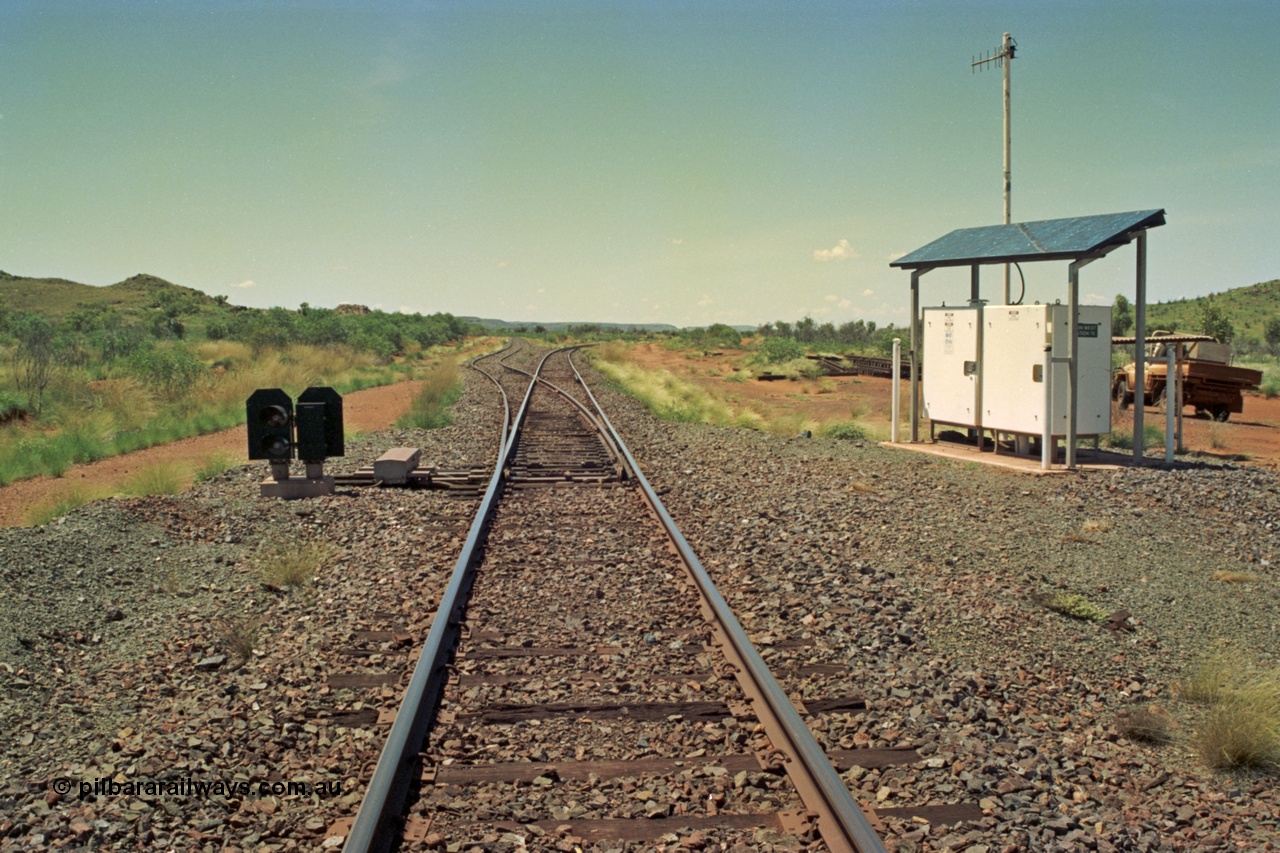 220-06
Rubin Junction looking east from the western end, the line off to the left is the line to Nimingarra Mine with the straight continuing onto Yarrie.
