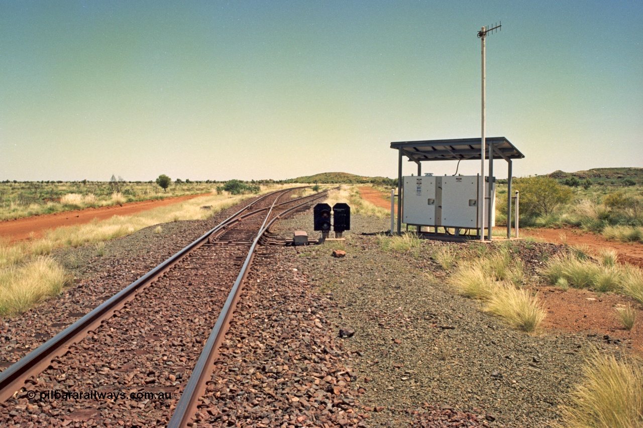 220-07
Rubin Junction looking west from the eastern end, the line off to the right is the line to Nimingarra Mine with the straight continuing onto Hedland.
