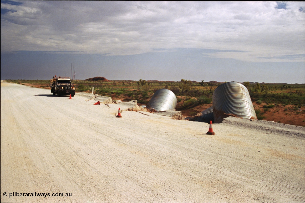 237-04
Water damaged culverts located on the upper reaches of the Edgina Creek, near the Woodstock South location on the BHP Newman line. [url=https://goo.gl/maps/kRVDYtxmRC42] Geo Data [/url].

