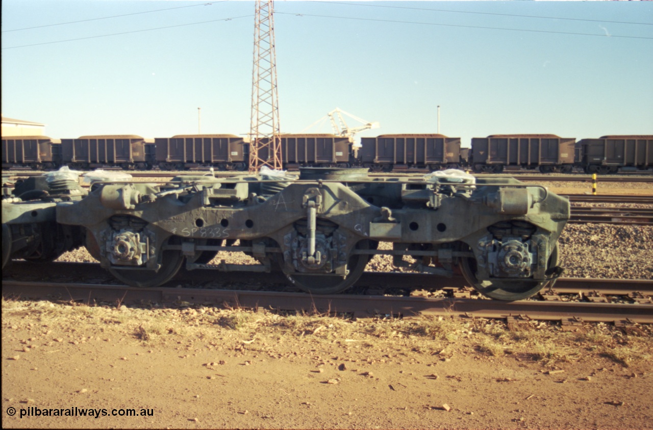 238-11
Nelson Point, traction bogie or truck off ex-SP SD40T-2 loco 8335. [url=https://goo.gl/maps/UFGwv3NGTgx] Geodata [/url].
Keywords: SP8335;EMD;SD40T-2;786175-9;