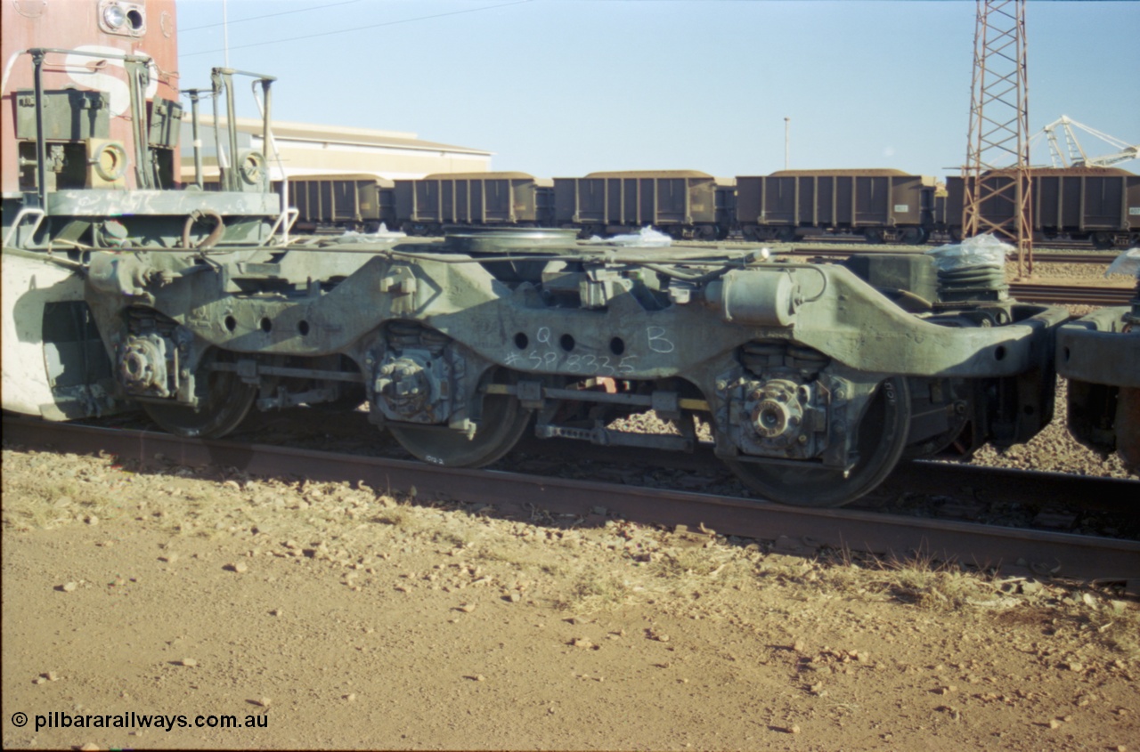 238-12
Nelson Point, traction bogie or truck off ex-SP SD40T-2 loco 8335. [url=https://goo.gl/maps/UFGwv3NGTgx] Geodata [/url].
Keywords: SP8335;EMD;SD40T-2;786175-9;