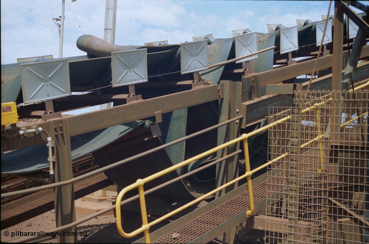 239-30
Yandi Two, conveyor belt CV202 failure to the belt on the primary crushing circuit. Shows belt rolls bunched up near the gravity take-up tower. [url=https://goo.gl/maps/CjXcHHXi1h42]GeoData[/url].
