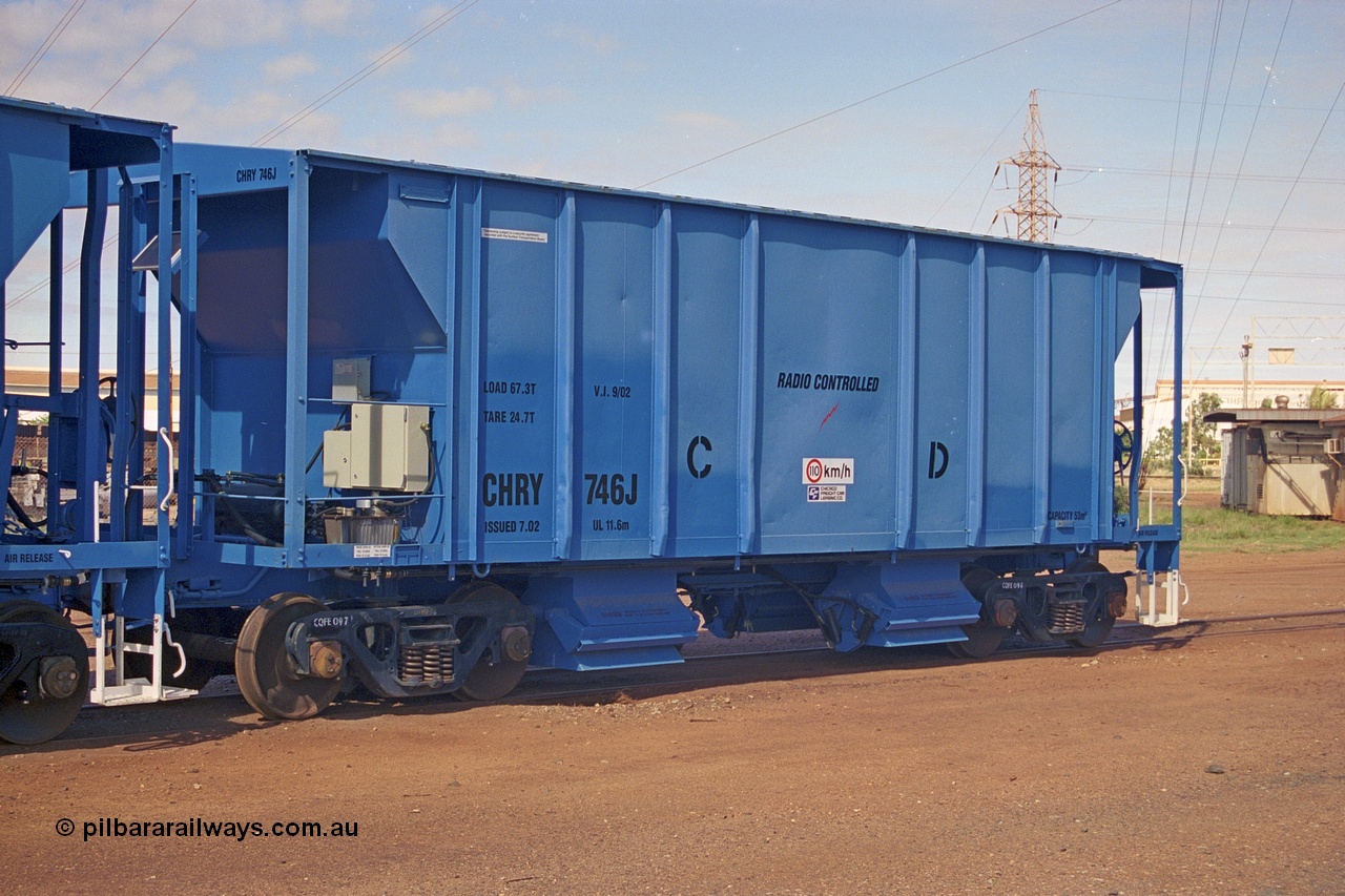 253-30
Nelson Point hard stand, CFCLA CHRY type ballast hopper waggon CHRY 746.
Keywords: CHRY-type;CHRY746;CFCLA;CRDX-type;BHP-ballast-waggon;