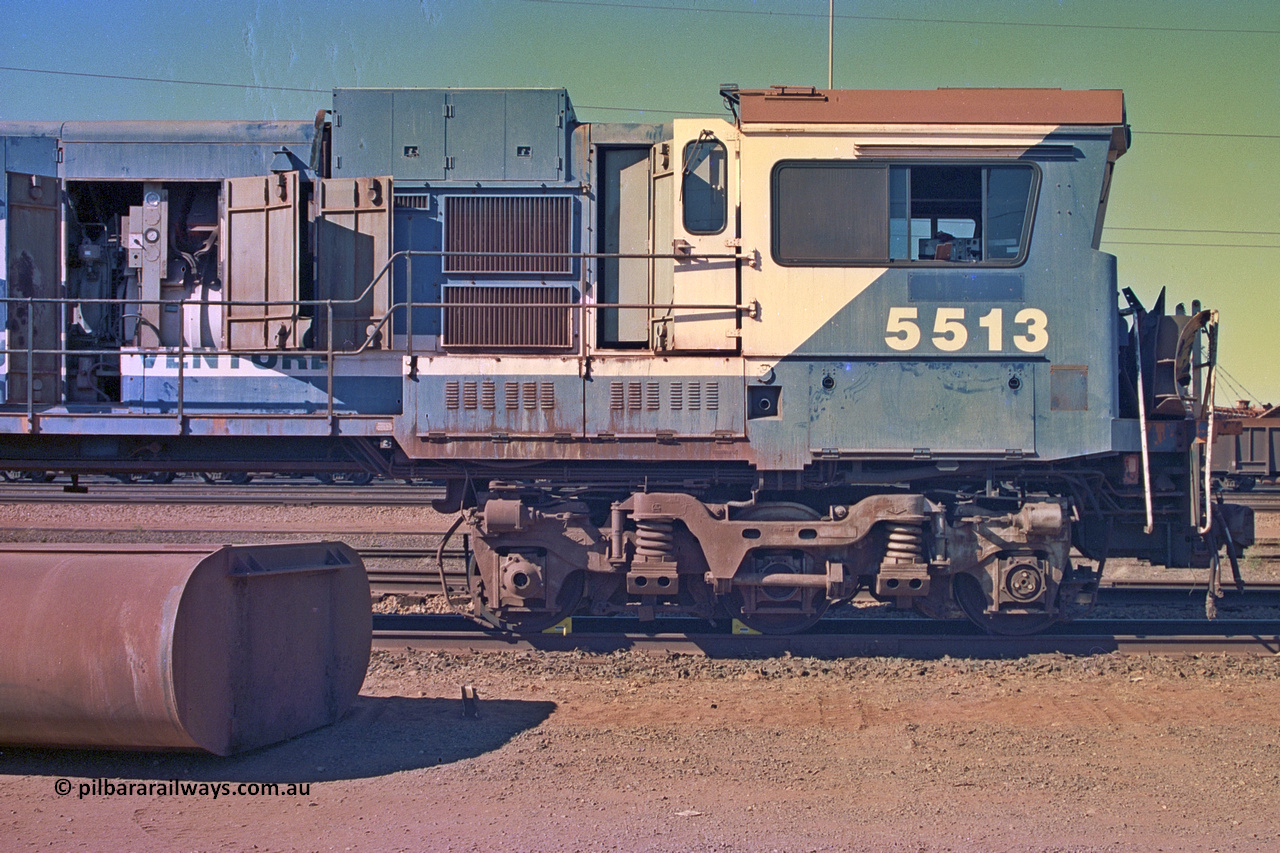258-10
Nelson Point, Goninan GE rebuild C36-7M unit 5513 serial 4839-02 / 88-078 is in the process of being removed from site bound for Goninan, Bassendean, Perth. May 2002.
Keywords: 5513;Goninan;GE;C36-7M;4839-02/88-078;rebuild;AE-Goodwin;ALCo;C636;5453;G6012-2;