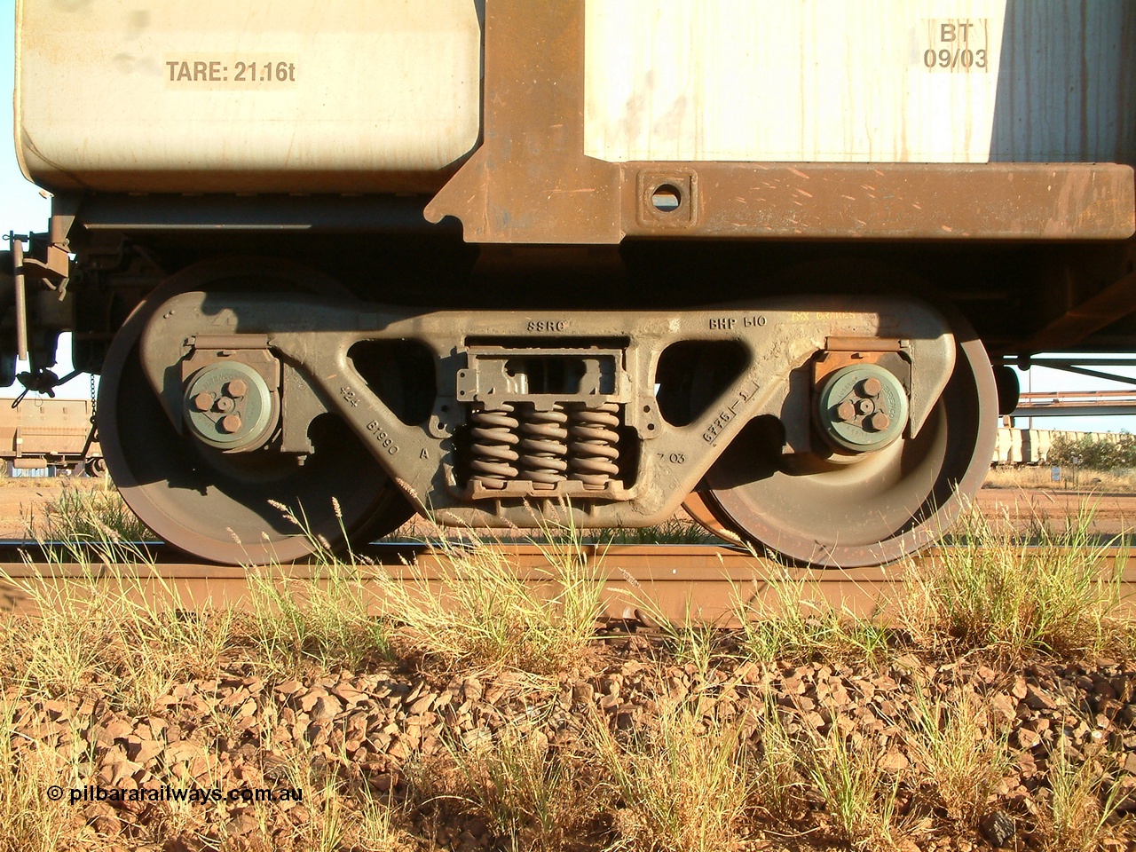 040413 165913
Nelson Point, ore waggon bogie, Bradken cast SSRC bogie which stands for Super Service Ride Control.
