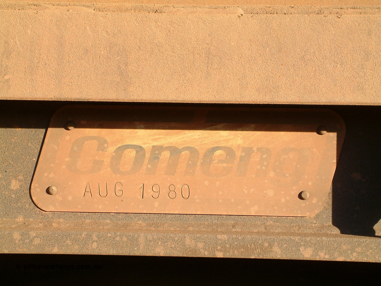 040815 165720
Nelson Point Car Dumper 3, original Comeng builders plate on ore waggon 4080, a batch of 86 built in 1980 indicating 4080 was built in August 1980. 15th August 2004.
Keywords: 4080;Comeng-WA;BHP-ore-waggon;