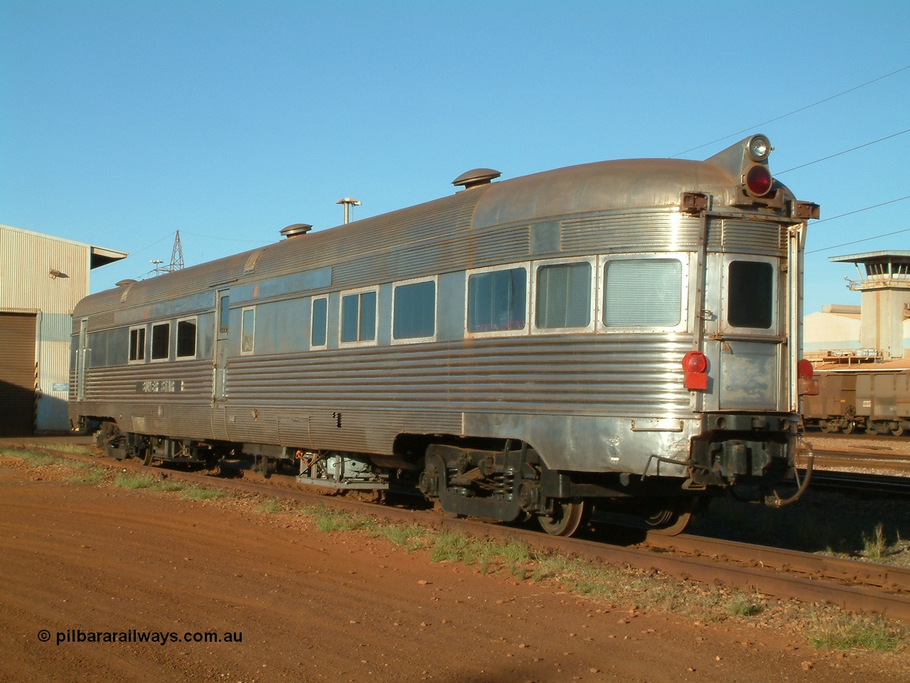 040616 162128
Nelson Point, the Sundowner coach, originally built by E. G. Budd in 1939 numbered 301 as the Silver Star as a diner-parlour-observation coach on the Chicago, Burlington and Quincy Railroad's General Pershing Zephyr train from the 1930s and 1940s. Donated to Mt Newman Mining Co. by AMAX an original joint venture partner to commemorate the projects first 100 million tonnes of iron ore railed between Mount Whaleback mine and the Port Hedland port.
Keywords: Silver-Star;EG-Budd;Sundowner;General-Pershing-Zephyr;301;