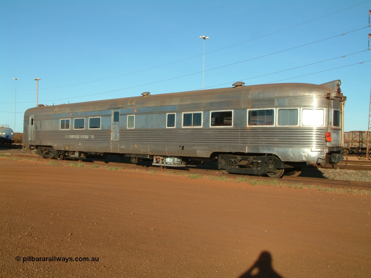 040616 162154
Nelson Point, the Sundowner coach, originally built by E. G. Budd in 1939 numbered 301 as the Silver Star as a diner-parlour-observation coach on the Chicago, Burlington and Quincy Railroad's General Pershing Zephyr train from the 1930s and 1940s. Donated to Mt Newman Mining Co. by AMAX an original joint venture partner to commemorate the projects first 100 million tonnes of iron ore railed between Mount Whaleback mine and the Port Hedland port.
Keywords: Silver-Star;EG-Budd;Sundowner;General-Pershing-Zephyr;301;