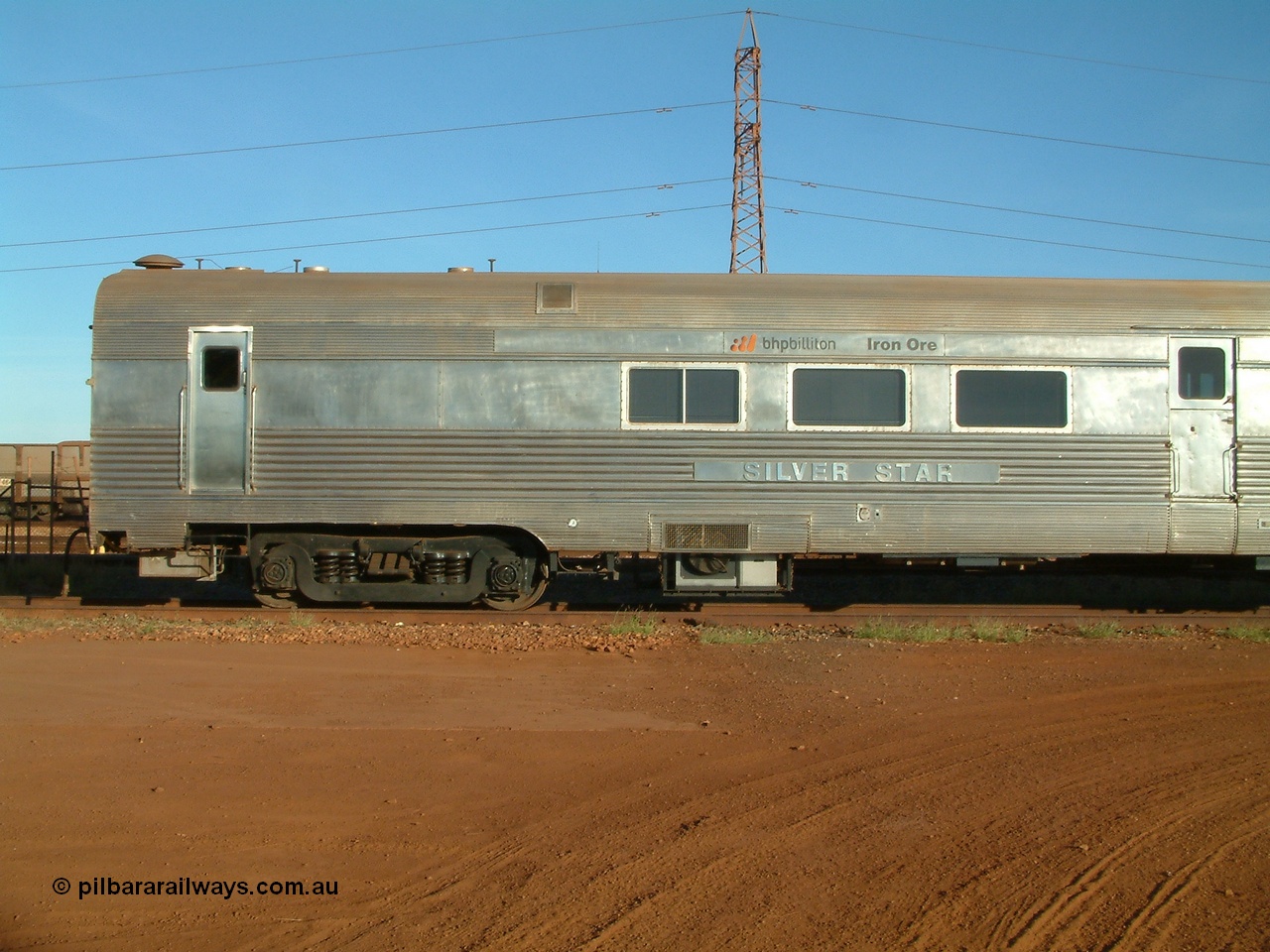 040616 162244
Nelson Point, the Sundowner coach, originally built by E. G. Budd in 1939 numbered 301 as the Silver Star as a diner-parlour-observation coach on the Chicago, Burlington and Quincy Railroad's General Pershing Zephyr train from the 1930s and 1940s. Donated to Mt Newman Mining Co. by AMAX an original joint venture partner to commemorate the projects first 100 million tonnes of iron ore railed between Mount Whaleback mine and the Port Hedland port.
Keywords: Silver-Star;EG-Budd;Sundowner;General-Pershing-Zephyr;301;