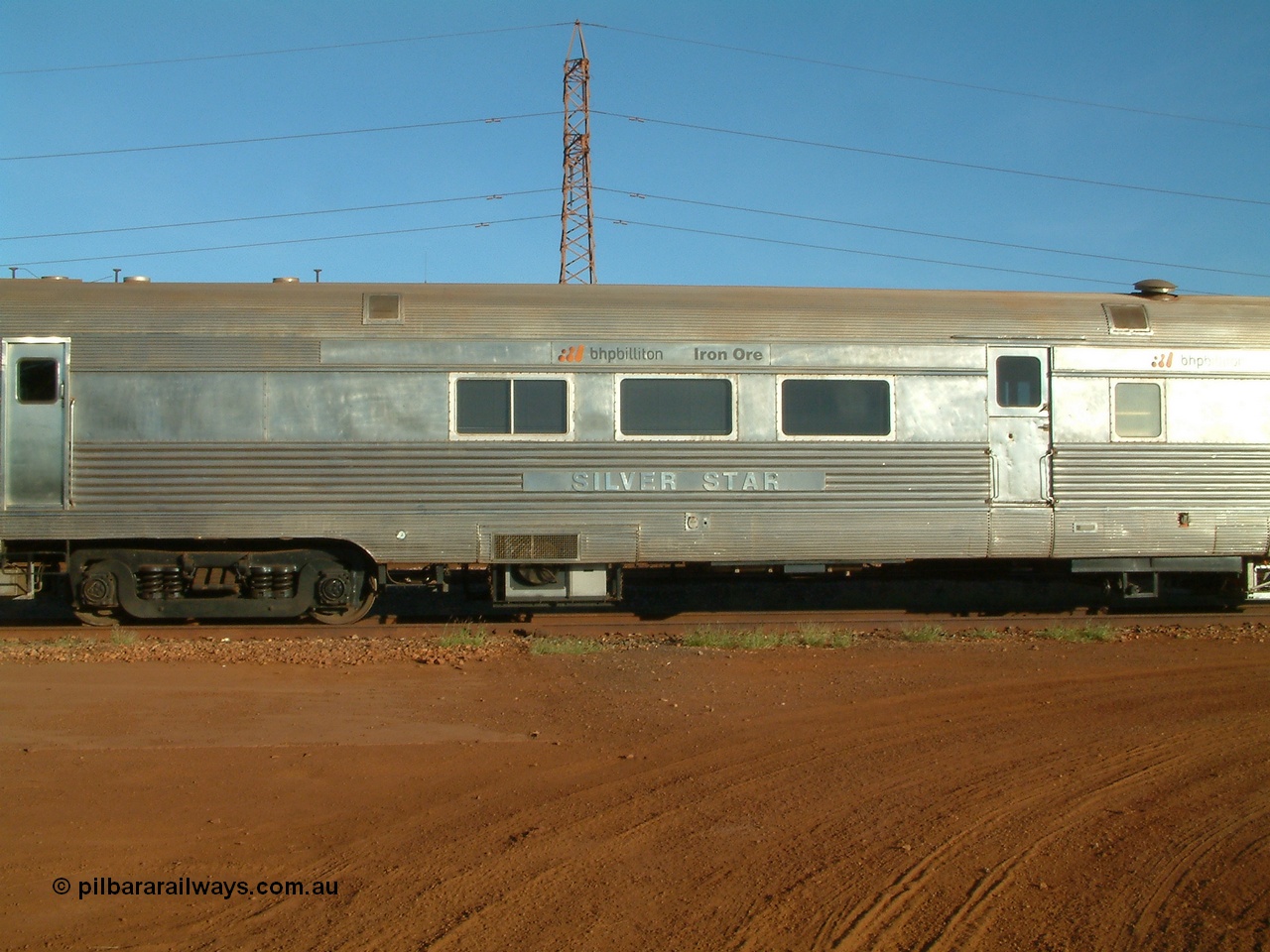 040616 162248
Nelson Point, the Sundowner coach, originally built by E. G. Budd in 1939 numbered 301 as the Silver Star as a diner-parlour-observation coach on the Chicago, Burlington and Quincy Railroad's General Pershing Zephyr train from the 1930s and 1940s. Donated to Mt Newman Mining Co. by AMAX an original joint venture partner to commemorate the projects first 100 million tonnes of iron ore railed between Mount Whaleback mine and the Port Hedland port.
Keywords: Silver-Star;EG-Budd;Sundowner;General-Pershing-Zephyr;301;