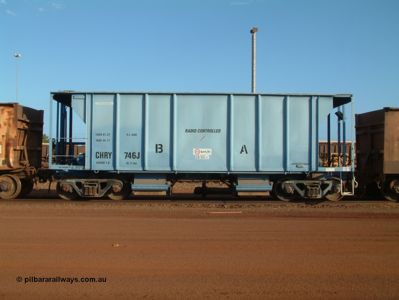 041225 064817
Nelson Point, CFCLA ballast waggon CHRY type CHRY 746, side view from the ore car repair shop roads.
Keywords: CHRY-type;CHRY746;CFCLA;CRDX-type;BHP-ballast-waggon;
