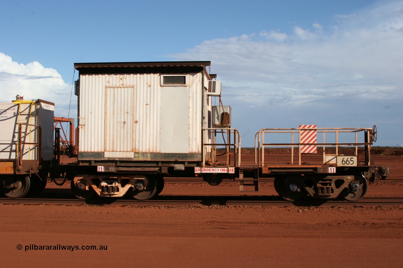 050319 0140
Nelson Point, cut down Magor USA built former Oroville Dam 91 ton ore waggon 665, now used as the crib waggon on the steel train, 3/4 view.
Keywords: Magor-USA;BHP-rail-train;