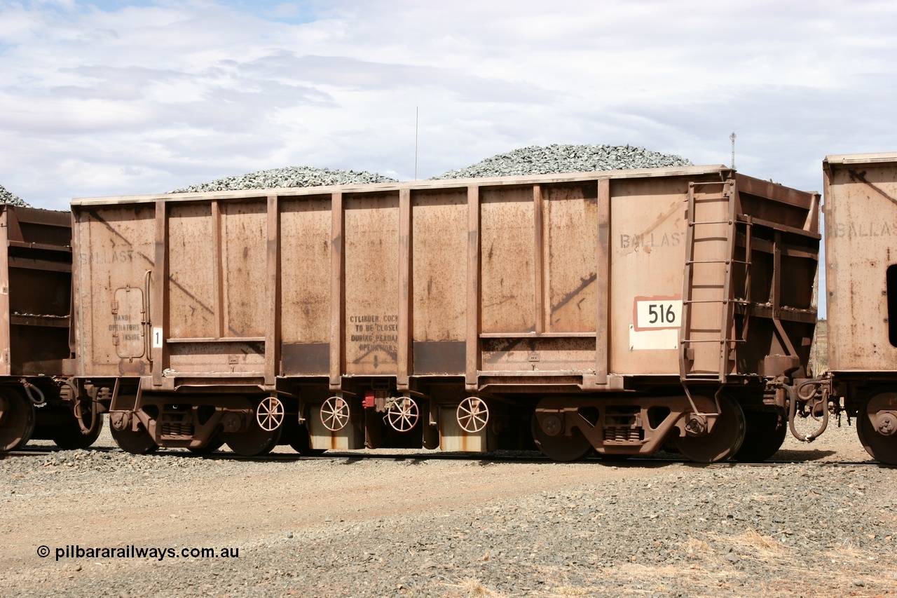 050421 1385
Quarry 8, Magor USA built ballast waggon 516, originally built in 1963 for the Oroville Dam project, before coming to BHP second hand as a ballast waggon in January 1968.
Keywords: Magor-USA;BHP-ballast-waggon;