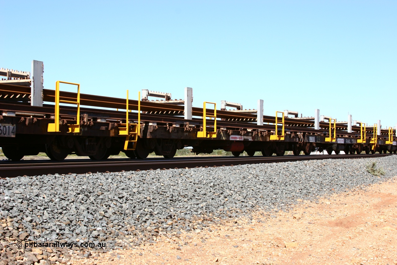 050525 2992
Mooka Siding, rail recovery and transport train flat waggon #24, 6005 with registered number G506005, built by Scotts of Ipswich Qld in September 1970.
Keywords: Scotts-Qld;BHP-rail-train;