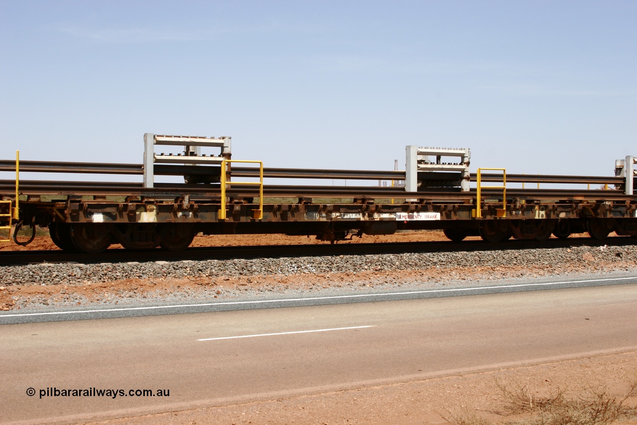 051001 5698
Boodarie, the Steel Train or rail recovery and transport train, flat waggon #18, 6012, a Scotts of Ipswich Qld built flat waggon from September 1970.
Keywords: Scotts-Qld;BHP-rail-train;