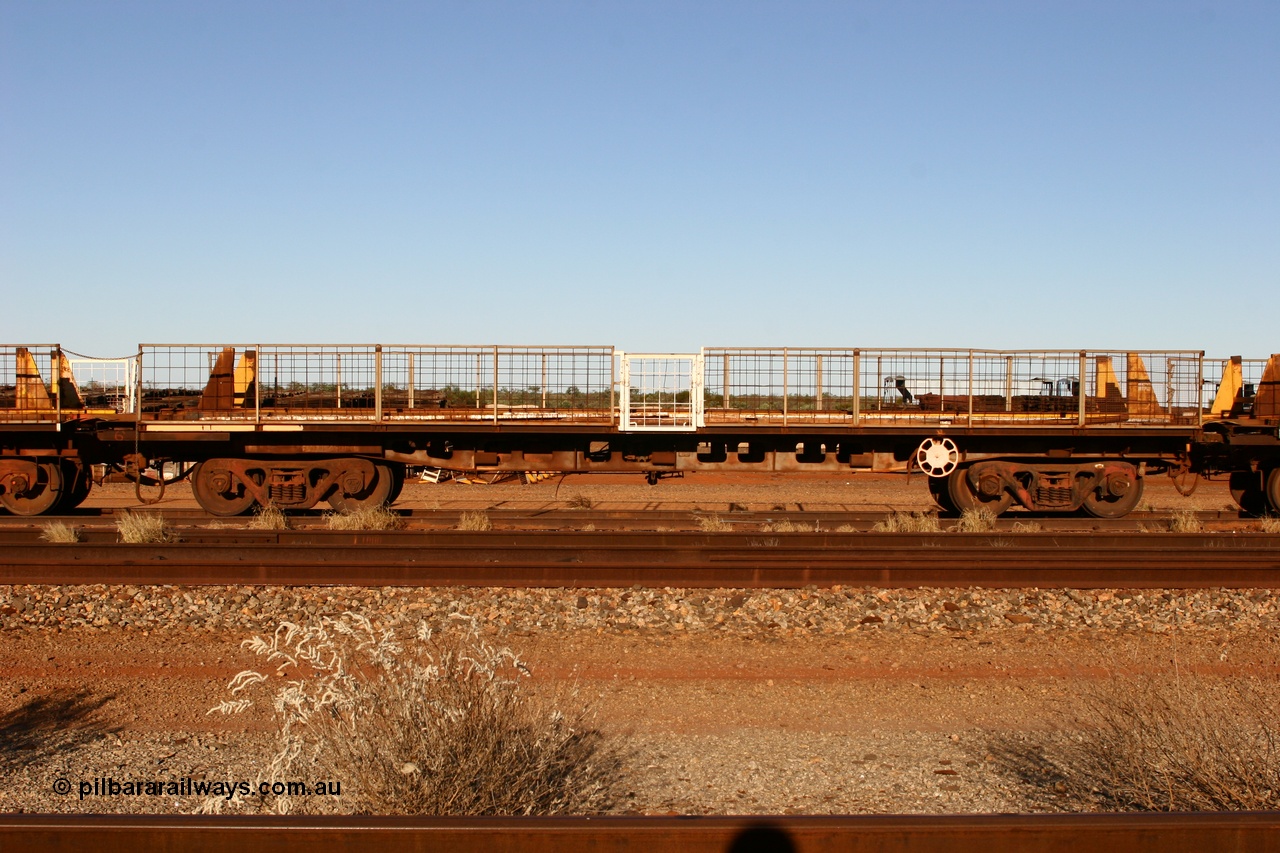 060429 3756
Flash Butt yard, Pony re-laying waggon, originally built for Goldsworthy Mining as one of a batch of six with a 55 tonne rating by Tomlinson Steel in 1966.
Keywords: BHP-pony-waggon;Tomlinson-Steel-WA;GML;