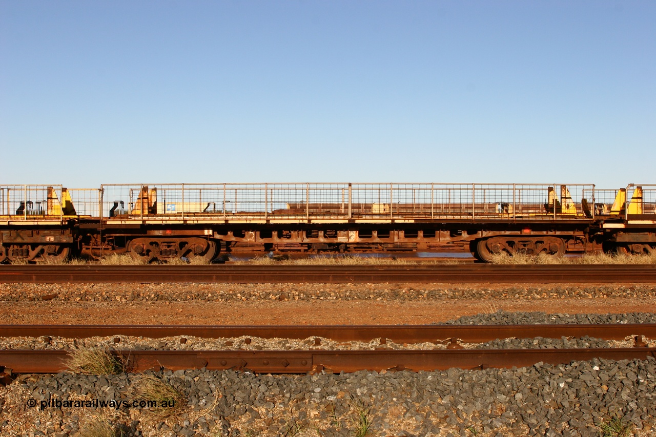 060429 3762
Flash Butt yard, Pony re-laying waggon, #2, originally built for Goldsworthy Mining as one of a batch of six with a 55 tonne rating by Tomlinson Steel in 1966.
Keywords: BHP-pony-waggon;Tomlinson-Steel-WA;GML;