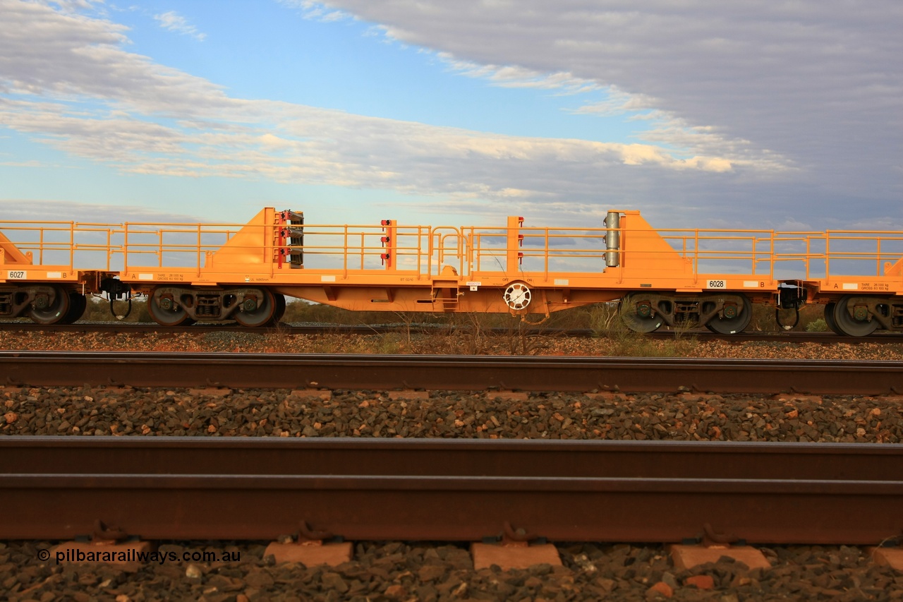 100717 0660
Flash Butt yard, new rail stock carrier waggon 6028, built by Gemco Rail in late 2009-10 with Barber bogies.
Keywords: Gemco-Rail-WA;BHP-rail-train;