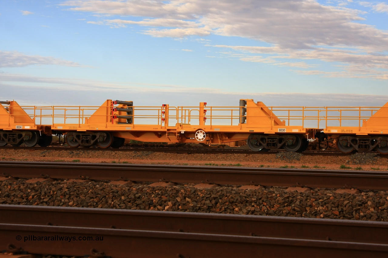 100717 0672
Flash Butt yard, new rail stock carrier waggon 6030, built by Gemco Rail in late 2009-10 with Barber bogies.
Keywords: Gemco-Rail-WA;BHP-rail-train;