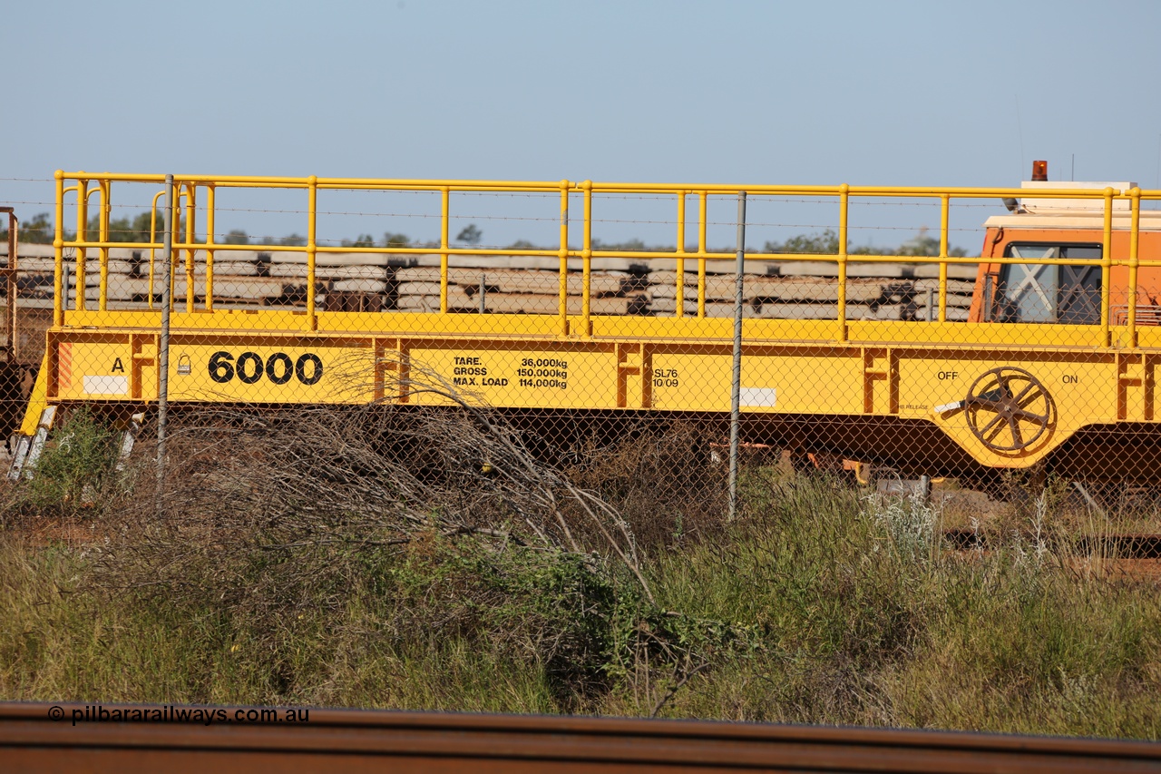 130720 1556
Flash Butt yard, new heavyweight out of gauge flat waggon 6000, unsure of builder, could be Gemco Rail in Perth.
Keywords: BHP-flat-waggon;