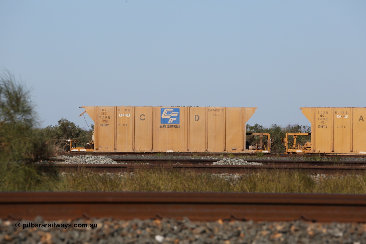 130720 1562
Flash Butt yard, CFCLA ballast waggon CHQY class CHQY 732, former US-Canadian CRDX class.
Keywords: CFCLA;BHP-ballast-waggon;CRDX-type;CHQY-type;CHQY732;