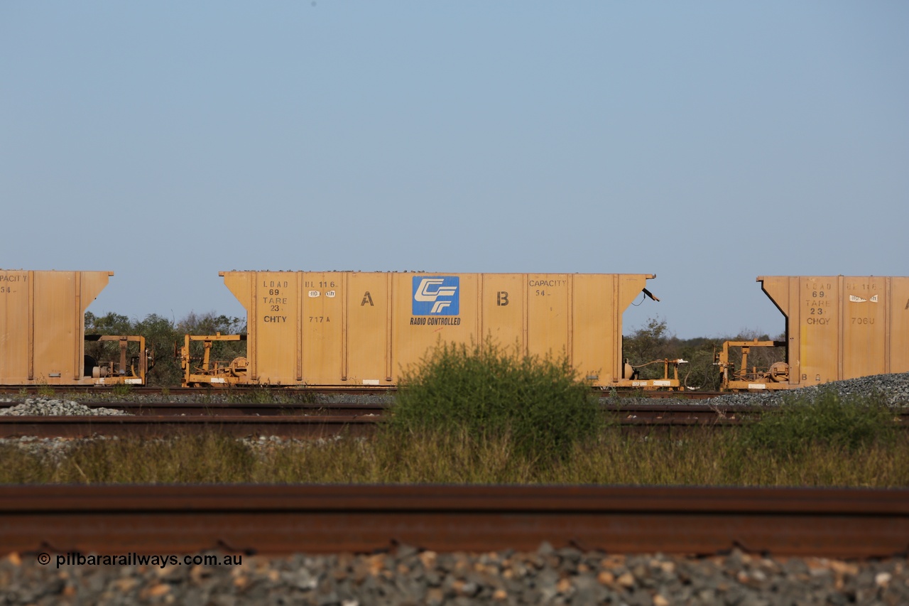 130720 1563
Flash Butt yard, CFCLA ballast waggon CHTY class CHTY 717, modified from a similar CHQY class with the end framing removed.
Keywords: CFCLA;BHP-ballast-waggon;CHTY-type;CHQY-type;CHTY717;